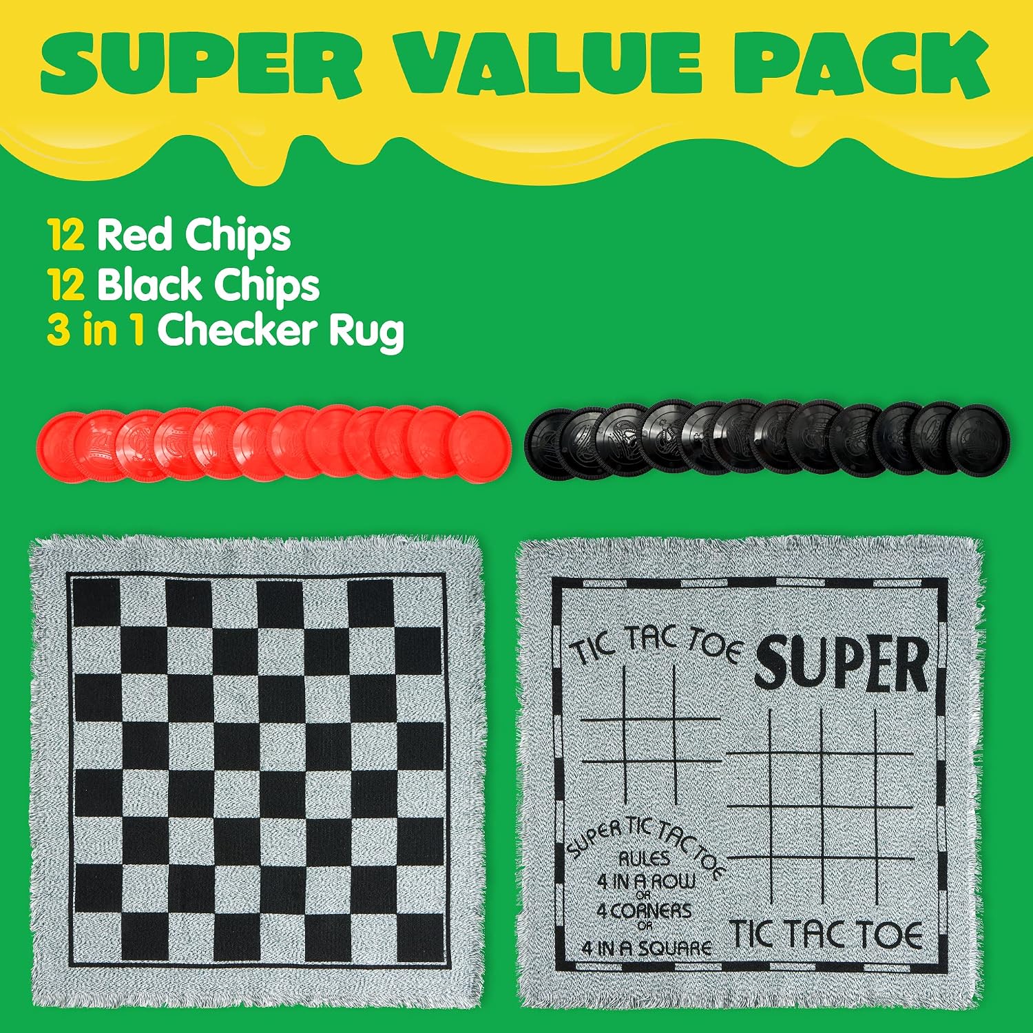 3-in-1 Vintage Giant Checkers, - Tic Tac Toe Giant review and price