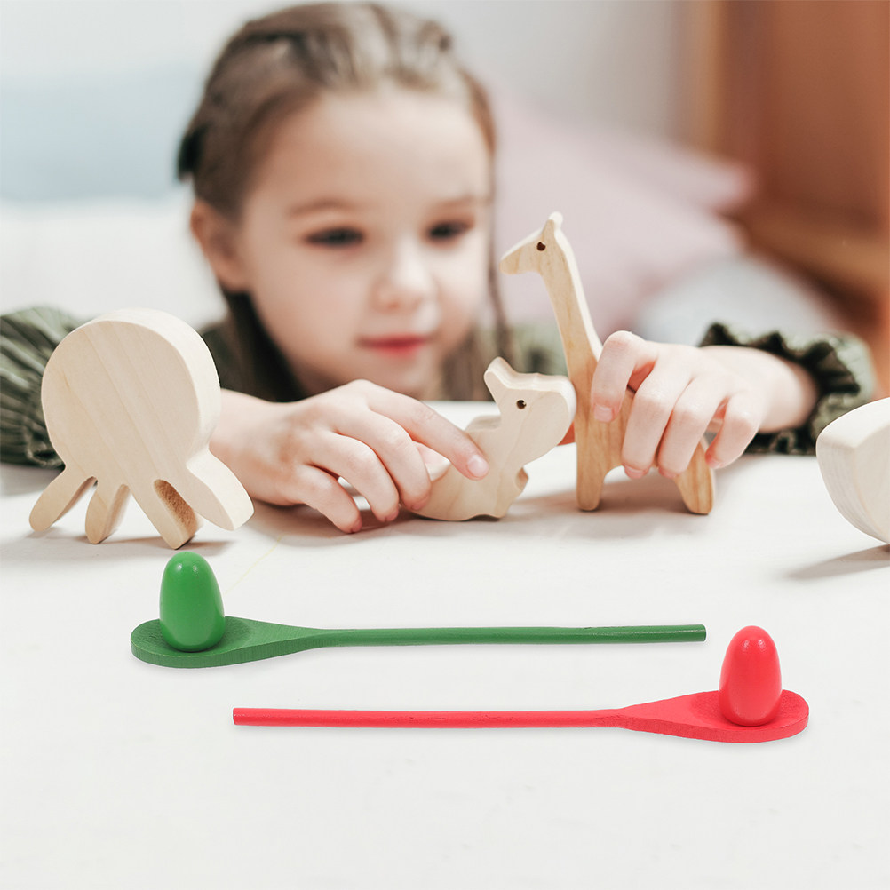 4Sets Wood Balance Egg Spoon S - Party Games Physical review and price